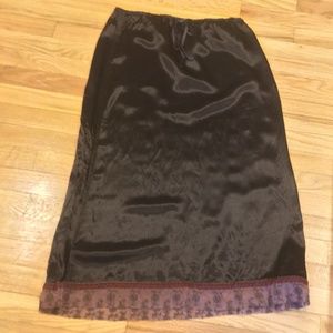 Express long rayon skirt w/ Lacey hem/drawstring waist satin beauty plum…
